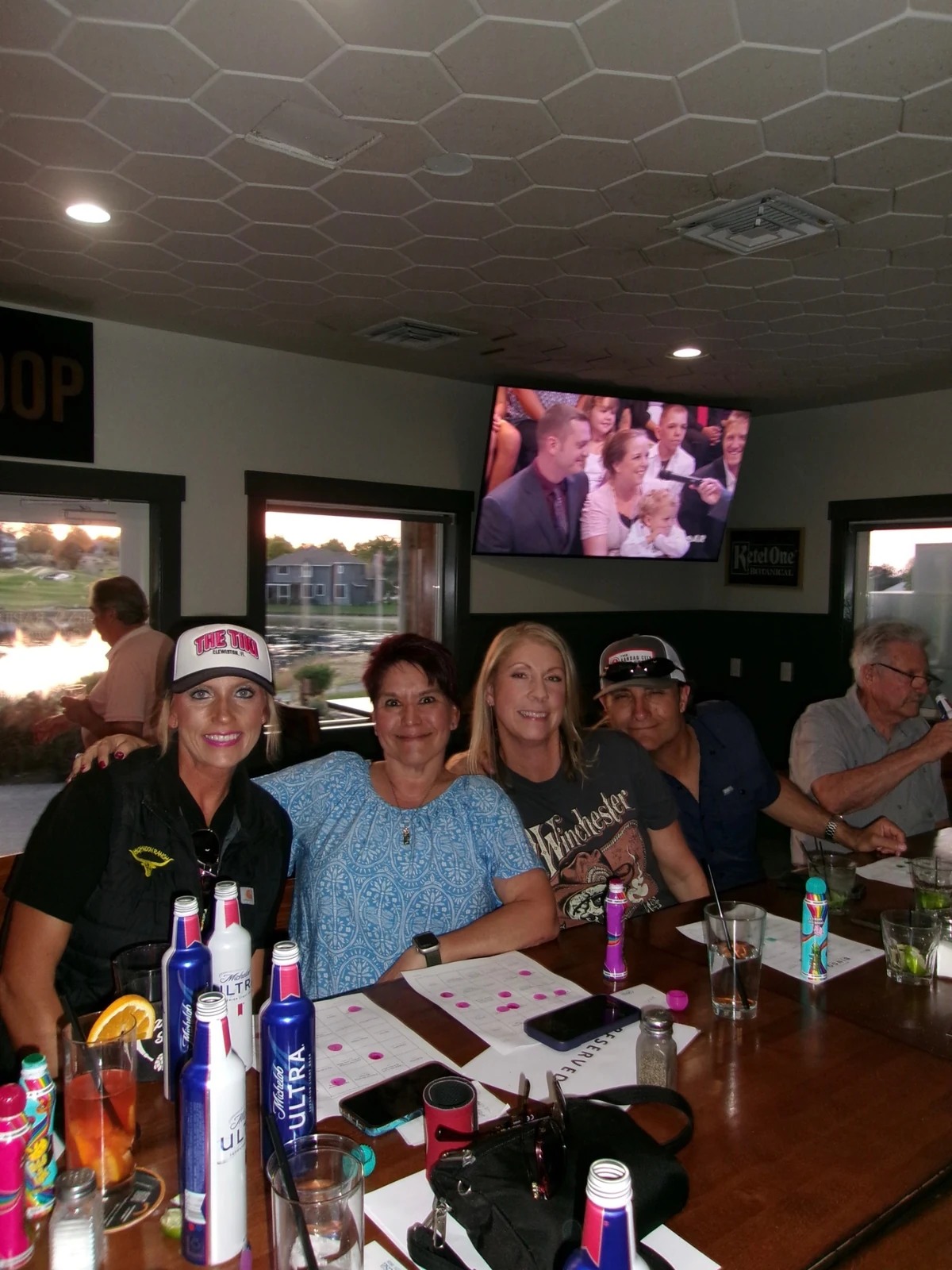 Friends gathered together at the Rewsters bar