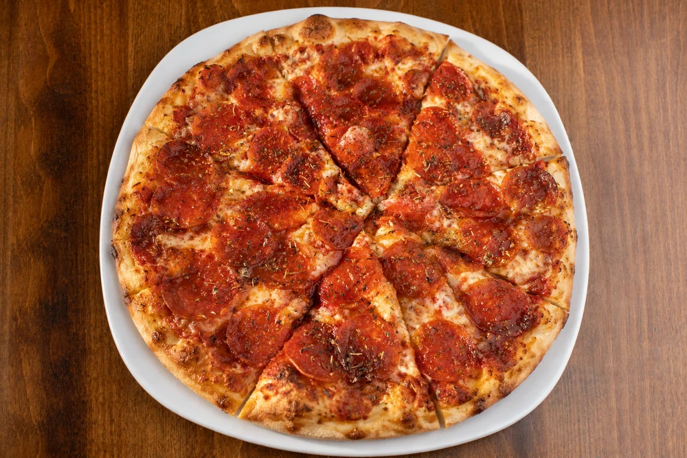 Hot honey pepperoni pizza with mozzarella
